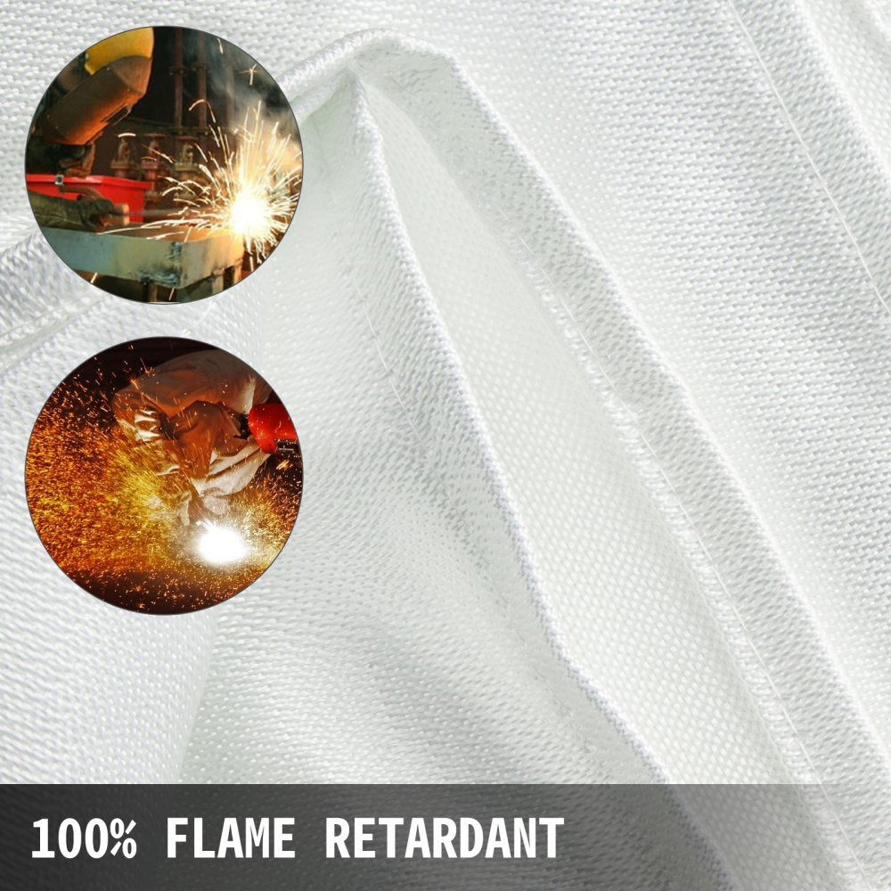 8 x 10 Ft Welding Blanket White Fiberglass Blanket Portable Fiberglass Fire Retardant Blanket Welding Mat Welding Fireproof Thermal Resistant Insulation With Carry Bag