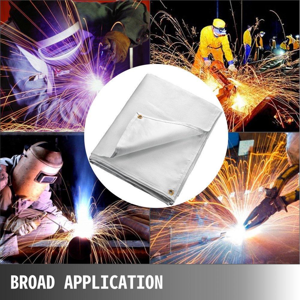 8 x 10 Ft Welding Blanket White Fiberglass Blanket Portable Fiberglass Fire Retardant Blanket Welding Mat Welding Fireproof Thermal Resistant Insulation With Carry Bag