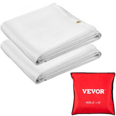 Fire Blankets, 2 Pack Welding Blankets, 8` x 10` Fire Suppression Blanket, 1022°F Flame Retardant Blanket, White Fire Emergency Blankets, Fiberglass Fire Retardant Blanket with 12 Brass Grommets
