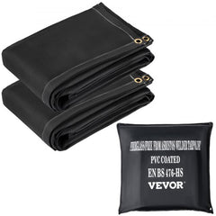 Fire Blankets, 2 Pack Welding Blankets, 6` x 10` Fire Suppression Blanket, 1022 °F Flame Retardant Blanket, Black Fire Emergency Blankets, Fiberglass Fire Retardant Blanket with 8 Brass Grommets