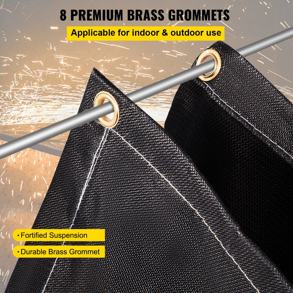 Fire Blankets, 2 Pack Welding Blankets, 6` x 10` Fire Suppression Blanket, 1022 °F Flame Retardant Blanket, Black Fire Emergency Blankets, Fiberglass Fire Retardant Blanket with 8 Brass Grommets