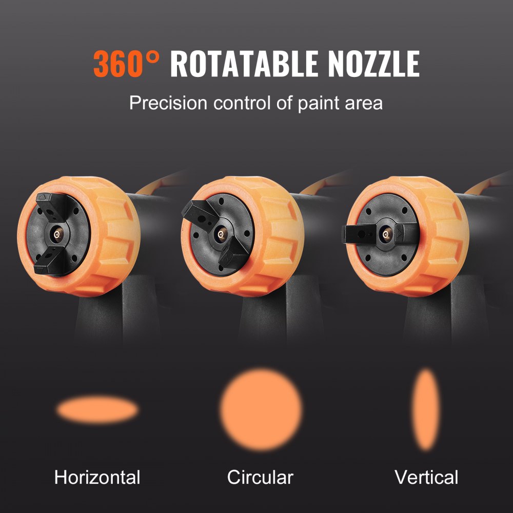 Paint Sprayer, 500W Electric Spray Paint Gun with 10FT Air Hose, 1300ml Container and 3 Spray Patterns, 4 Nozzles, HVLP Spray Gun for House Painting Home Interior & Exterior Walls, Fence