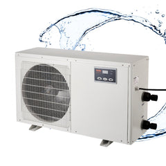 White aquarium chiller with fan grill and digital control panel for 500 gallon tanks.