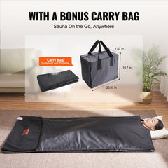 Sauna Blanket for Detoxification, Portable Far Infrared Sauna for Home, PU Sauna Bag w/  Therapy Stones & Carbon Fiber Heating, 1-6 Level Adjustable Temp 95-185℉, 1-60 Minutes Timer, 75 x 35in