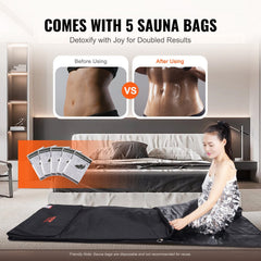 Sauna Blanket for Detoxification, Portable Far Infrared Sauna for Home, PU Sauna Bag w/  Therapy Stones & Carbon Fiber Heating, 1-6 Level Adjustable Temp 95-185℉, 1-60 Minutes Timer, 75 x 35in
