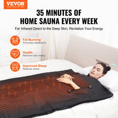Sauna Blanket for Detoxification, Portable Far Infrared Sauna for Home with Arm Holes for Comfort, 1-6 Level Adjustable Temprature Rannge 95-185℉, 1-60 Minutes Timer, Carbon Fiber Heating