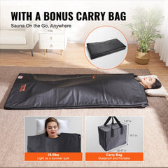 Sauna Blanket for Detoxification, Portable Far Infrared Sauna for Home Relaxation, 1-6 Level Adjustable Temprature Rannge 95-185℉, 1-60 Minutes Timer, Far Infrared Carbon Heating Sauna Bag