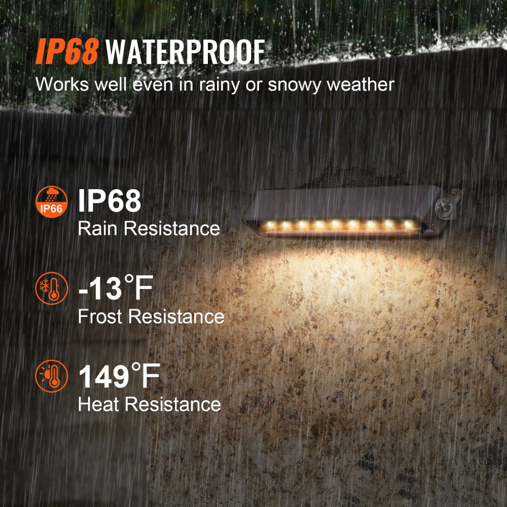 LED Hardscape Lighting, 6.8 Inch Retaining Wall Lights, 3W 12V-24V AC/DC Low Voltage Paver Light, IP68 Waterproof Outdoor Step Lights, 3000K Swivel Hardscape with Connectors (8 Pack Soft White)