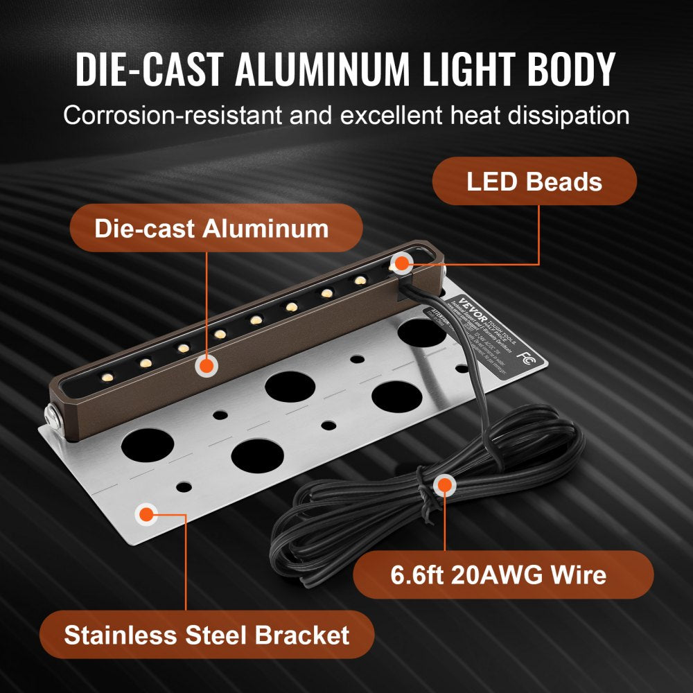 LED Hardscape Lighting, 6.8 Inch Retaining Wall Lights, 3W 12V-24V AC/DC Low Voltage Paver Light, IP68 Waterproof Outdoor Step Lights, 3000K Swivel Hardscape with Connectors (8 Pack Soft White)