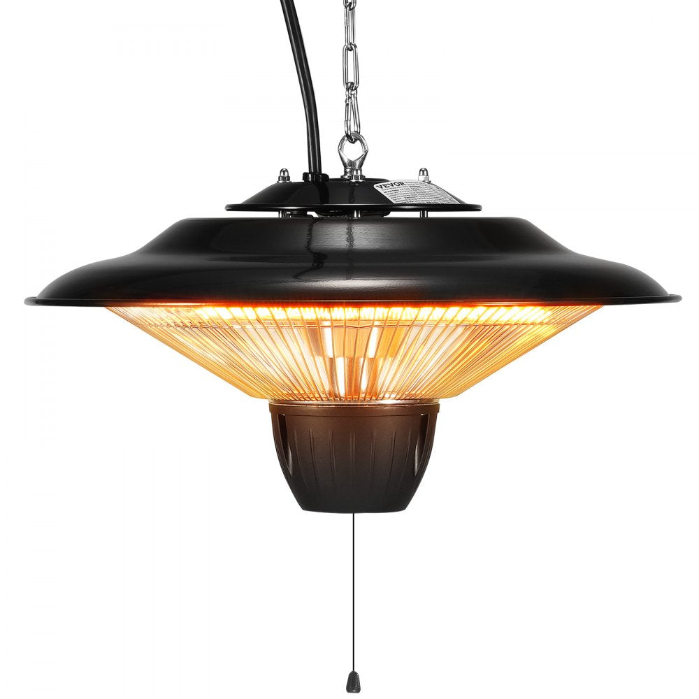 Hanging Patio Heater, 1500W Outdoor/Indoor Electric Space Infrared Heater, IP34 Protection Ceiling Heater with 23.6 inch Pull Cord & 20 inch Adjustable Chain, for Porch,Patio,Dining Room,Studio