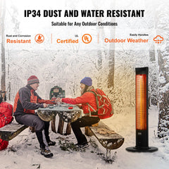 Infrared Heater, 1500W Remote Control Electric Space Heater, Patio Heater w/ 3 Speeds & Timer & Tip-Over Protection, Outdoor/Outdoor for Bedroom,Studio,Porch,Dining Room,Studio, Stand,40in L