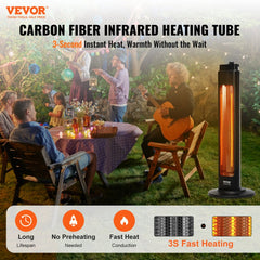 Infrared Heater, 1500W Oscillation Electric Space Heater, Patio Heater w/ 2 Speeds & Timer, Outdoor/Outdoor for Bedroom,Studio,Porch,Dining Room,Studio, Stand,31.5 in L, Black