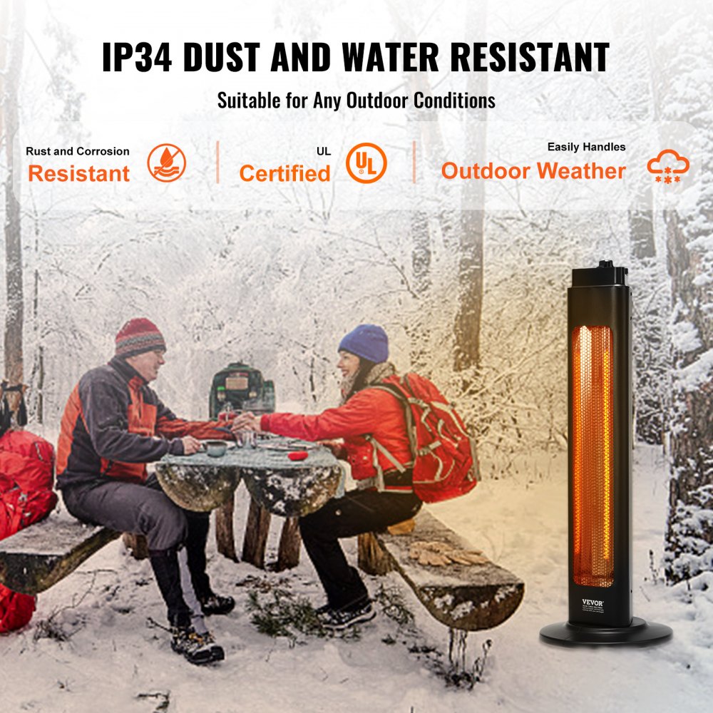 Infrared Heater, 1500W Oscillation Electric Space Heater, Patio Heater w/ 2 Speeds & Timer, Outdoor/Outdoor for Bedroom,Studio,Porch,Dining Room,Studio, Stand,31.5 in L, Black