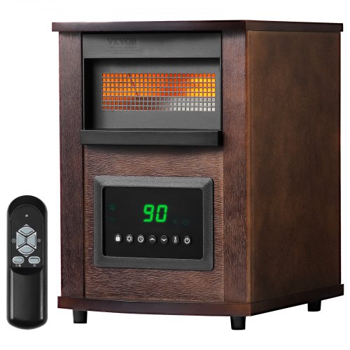Infrared Heater, 1500W Remote Control Electric Space Heater, LED Patio Heater w/ 3 Speeds & Timer & Overheat/Tip-Over Protection & Child Lock, for Bedroom,Living Room,Nursery,Studio,MDF