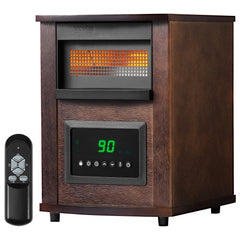 Infrared Heater, 1500W Remote Control Electric Space Heater, LED Patio Heater w/ 3 Speeds & Timer & Overheat/Tip-Over Protection & Child Lock, for Bedroom,Living Room,Nursery,Studio,MDF