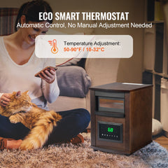 Infrared Heater, 1500W Remote Control Electric Space Heater, LED Patio Heater w/ 3 Speeds & Timer & Overheat/Tip-Over Protection & Child Lock, for Bedroom,Living Room,Nursery,Studio,MDF