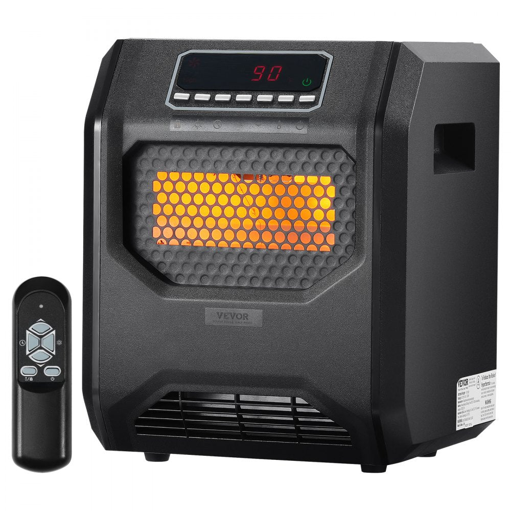 Infrared Heater, 1500W Remote Control Electric Space Heater, LED Patio Heater w/ 3 Speeds & Timer & Overheat/Tip-Over Protection & Child Lock, for Bedroom,Living Room,Nursery,Studio,ABS