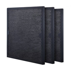 Three 16x19-inch black activated carbon filters with mesh design for BlueDri scrubbers.