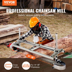 Chainsaw Mill, Portable Sawmill 14"-36" Guide Bar, Galvanized Steel Chainsaw Planking Mill with 0.2"-11.81" Cutting Thickness, Wood Lumber Cross Cutting Saw Mill for Builders and Woodworkers