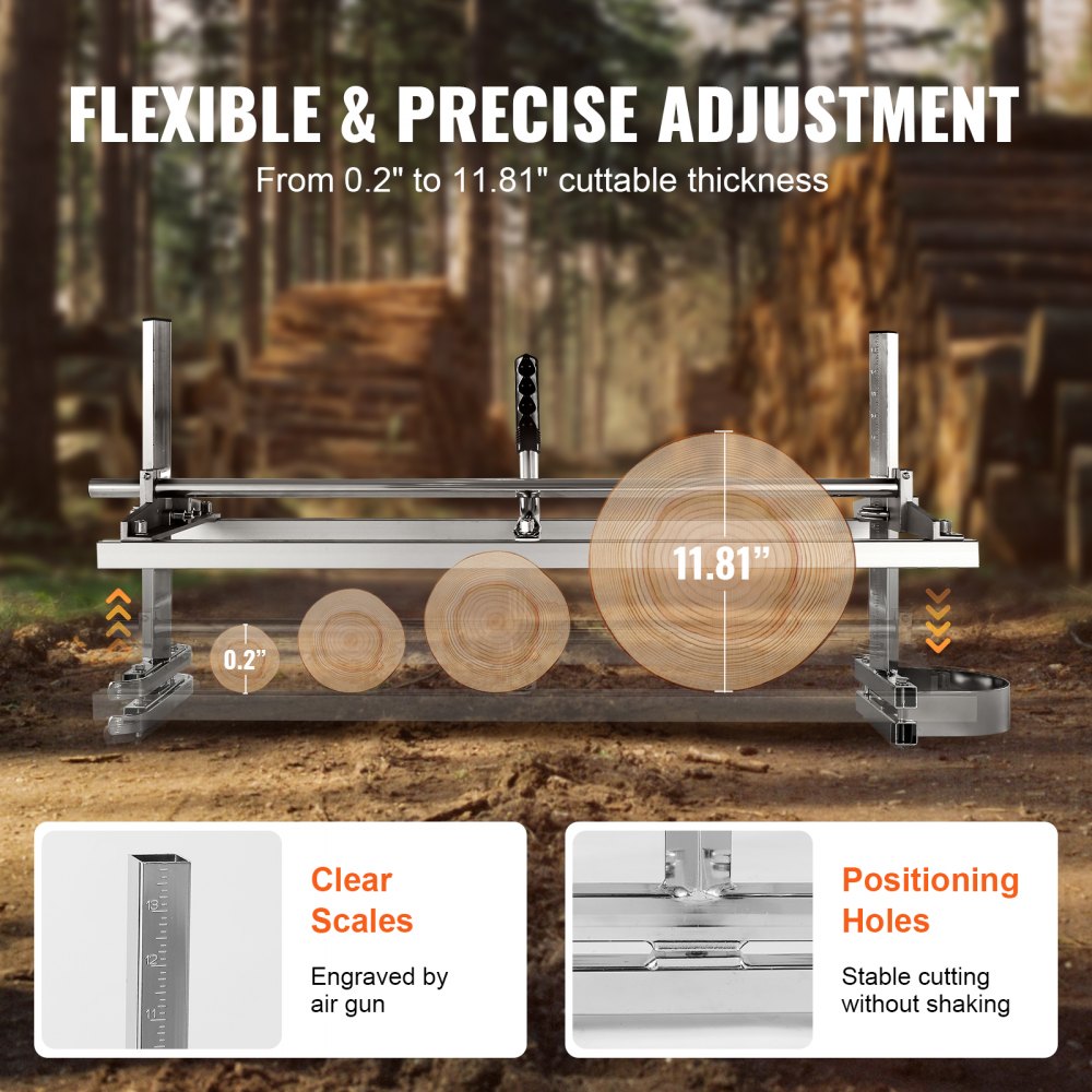Chainsaw Mill, Portable Sawmill 14"-36" Guide Bar, Galvanized Steel Chainsaw Planking Mill with 0.2"-11.81" Cutting Thickness, Wood Lumber Cross Cutting Saw Mill for Builders and Woodworkers