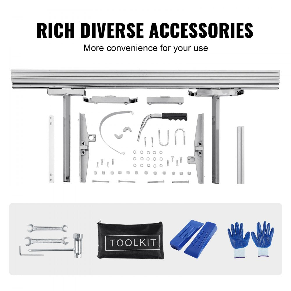 Portable galvanized steel chainsaw mill kit with frame, adjustable components, and toolkit.