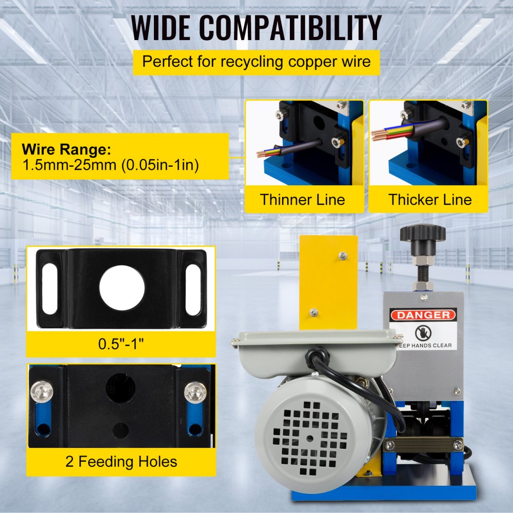 Automatic Electric Wire Stripping Machine 0.05"-0.98",Portable Dark Blue Wire Stripper, Wire Stripping Machine Tool for Scrap Copper Recycling (Dark Blue)