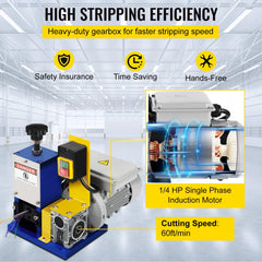 Automatic Electric Wire Stripping Machine 0.05"-0.98",Portable Dark Blue Wire Stripper, Wire Stripping Machine Tool for Scrap Copper Recycling (Dark Blue)