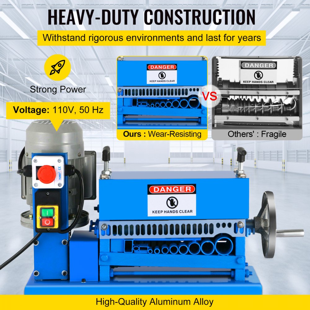 Wire Stripping Machine DA 0.06 inch -1.5 inch,Wire Stripper Machine 11 Channels 10 Blades, Automatic Wire Stripping Tool with Manual Hand Cranked Industrial for Recycling Copper Wire
