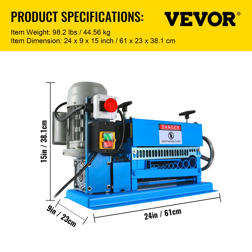 Wire Stripping Machine DA 0.06 inch -1.5 inch,Wire Stripper Machine 11 Channels 10 Blades, Automatic Wire Stripping Tool with Manual Hand Cranked Industrial for Recycling Copper Wire