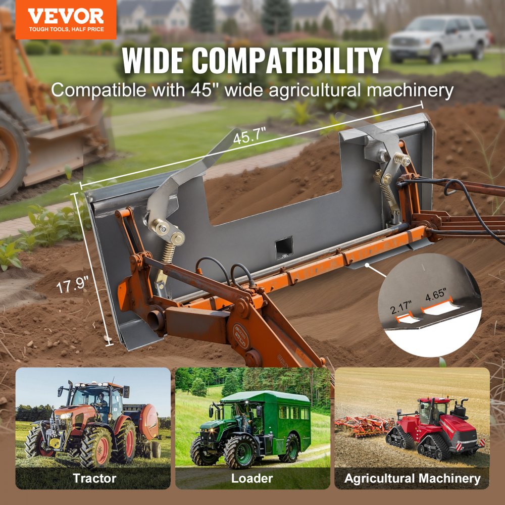 1/4" Skid Steer Attachment Plate, Skid Steer Mount Plate with 2.28" Hitch Receiver, Quick Attachment Loader Plate, Compatible with Deere, Kubota, Bobcat, Mahindra Skid Steers and Tractors