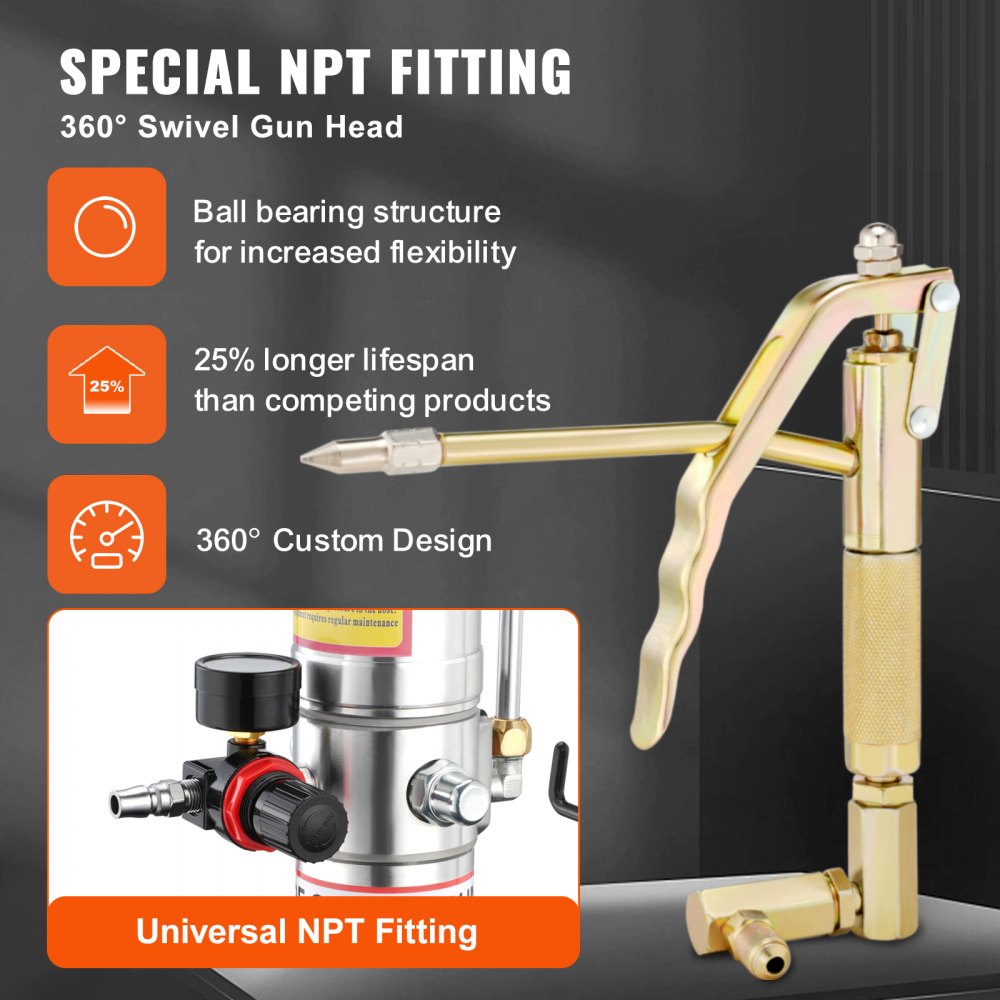 Grease Pump, 10.5 Gallon 40L Air Operated Grease Pump with 13 ft High Pressure Hose and Grease Gun, Pneumatic Grease Bucket Pump with Wheels, Portable Lubrication Grease Pump 50:1 Pressure Ratio