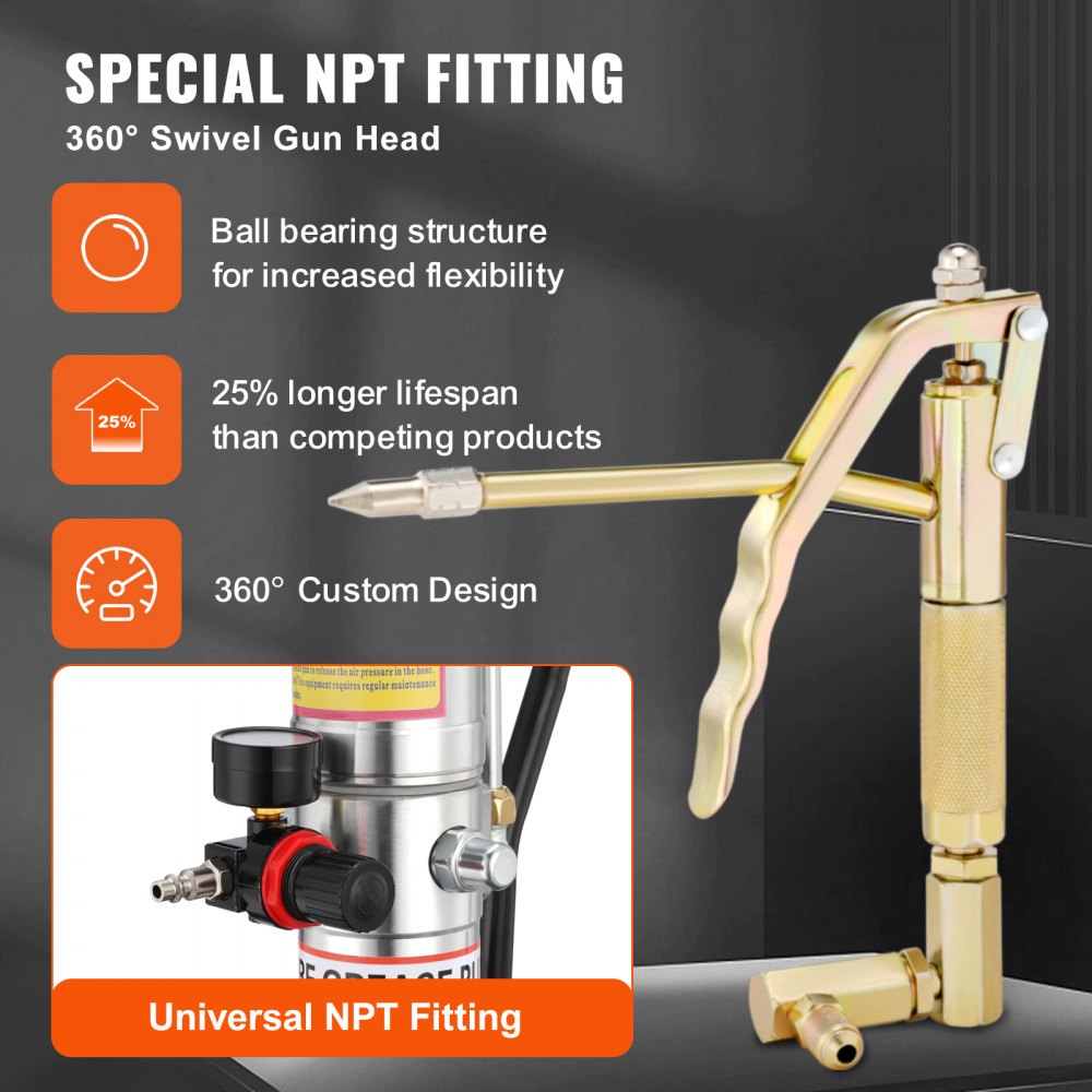 Grease Pump, 5 Gallon 20L, Air Operated Grease Pump with 13 ft High Pressure Hose and Grease Gun, Pneumatic Grease Bucket Pump with Wheels, Portable Lubrication Grease Pump 50:1 Pressure Ratio