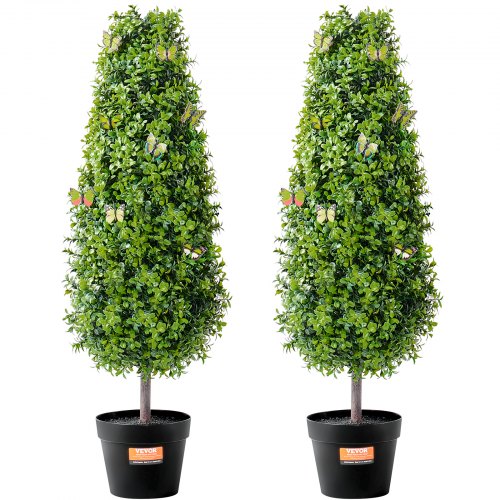 2 Pack 3` Artificial Boxwood Topiary Tree Faux Plant UV Decor In/Outdoor