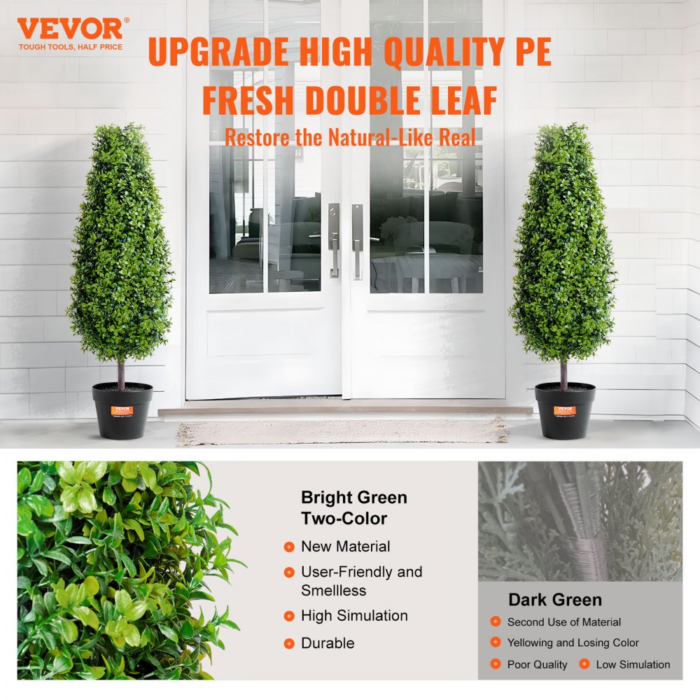 2 Pack 3` Artificial Boxwood Topiary Tree Faux Plant UV Decor In/Outdoor