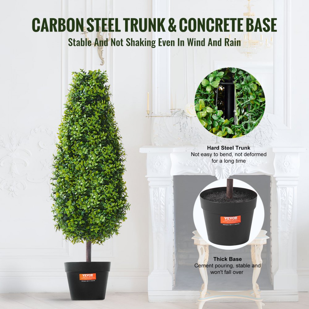 2 Pack 3` Artificial Boxwood Topiary Tree Faux Plant UV Decor In/Outdoor