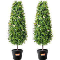2 Pack 3` Artificial Boxwood Topiary Tree Faux Plant UV Decor In/Outdoor