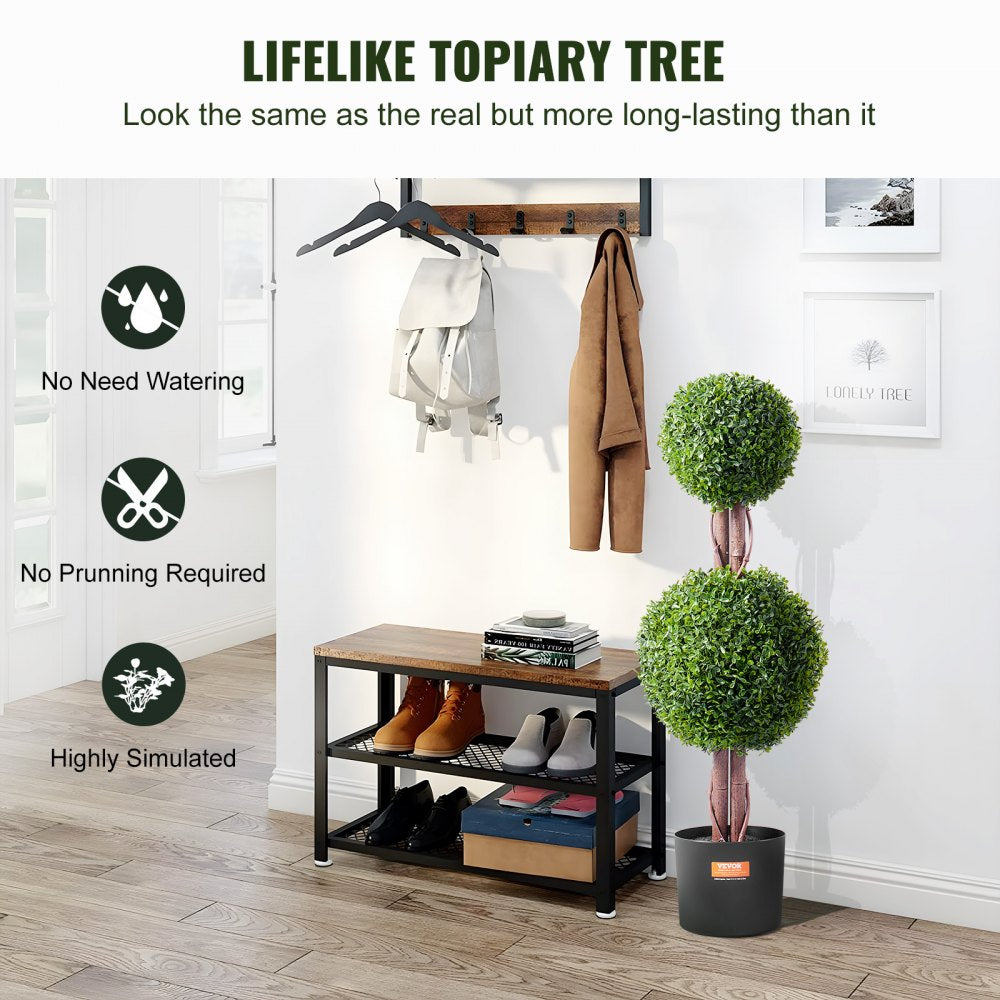 2 Pack 3` Artificial Boxwood Topiary Tree Faux Plant UV Decor In/Outdoor