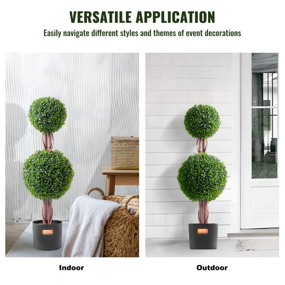 2 Pack 3` Artificial Boxwood Topiary Tree Faux Plant UV Decor In/Outdoor