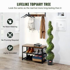 2 Pack 5` Artificial Boxwood Topiary Tree Faux Plant UV Decor In/Outdoor
