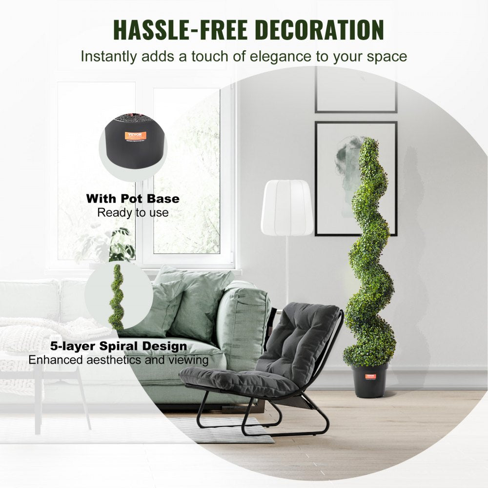 2 Pack 5` Artificial Boxwood Topiary Tree Faux Plant UV Decor In/Outdoor