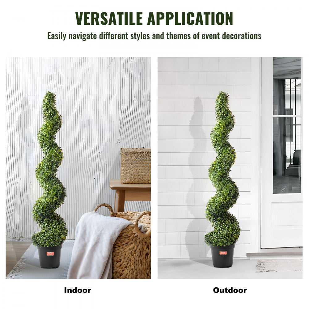 2 Pack 5` Artificial Boxwood Topiary Tree Faux Plant UV Decor In/Outdoor