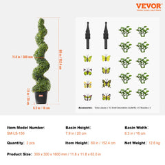 2 Pack 5` Artificial Boxwood Topiary Tree Faux Plant UV Decor In/Outdoor