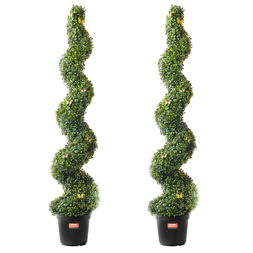 2 Pack 5` Artificial Boxwood Topiary Tree Faux Plant UV Decor In/Outdoor