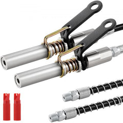 Grease Gun Coupler 2 PCS, 10000 PSI High Pressure, 6-Jaw Locking, Quick Release Grease Gun Tip with Hose/Zerk Fittings Cleaner, Compatible with All Grease Guns 1/8" NPT Fittings for Automobiles