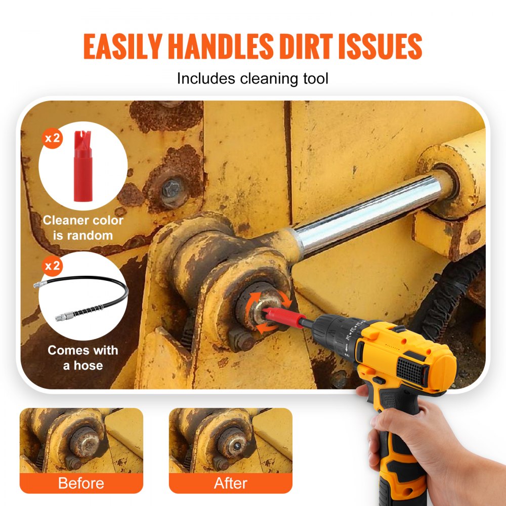 Grease Gun Coupler 2 PCS, 10000 PSI High Pressure, 6-Jaw Locking, Quick Release Grease Gun Tip with Hose/Zerk Fittings Cleaner, Compatible with All Grease Guns 1/8" NPT Fittings for Automobiles