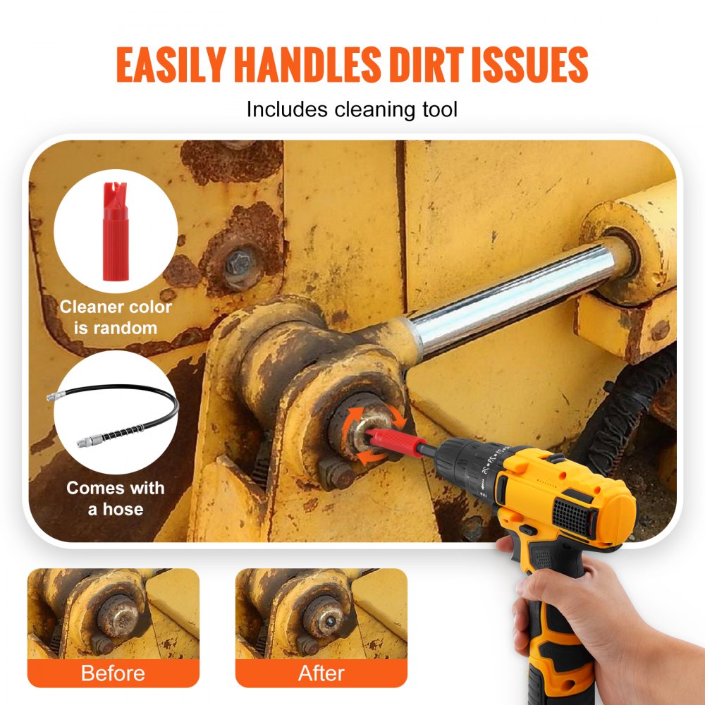Grease Gun Coupler, 10000 PSI High Pressure, 6-Jaw Locking, Quick Release Grease Gun Tip with Hose/Zerk Fittings Cleaner, Compatible with All Grease Guns 1/8" NPT Grease Fittings for Automobiles