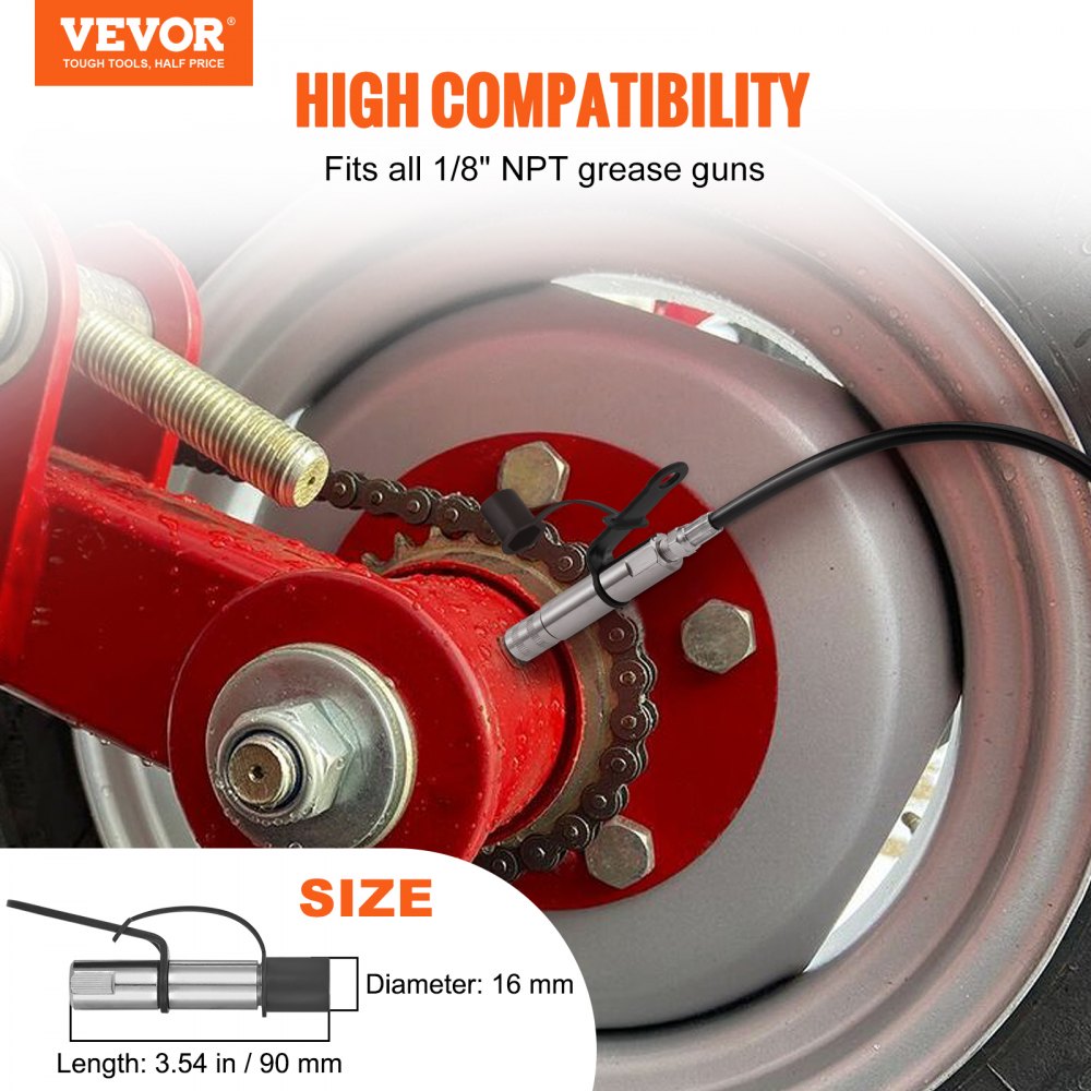 Grease Gun Coupler, 10000 PSI High Pressure, 3-Jaw Locking, Quick Release Grease Gun Tip with Hose/Zerk Fittings Cleaner/Leak-Proof Cap, Compatible with All Grease Guns 1/8" NPT Grease Fittings