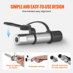 Grease Gun Coupler, 10000 PSI High Pressure, 3-Jaw Locking, Quick Release Grease Gun Tip with Hose/Zerk Fittings Cleaner/Extension Needles, Compatible with All Grease Guns 1/8" NPT Fittings