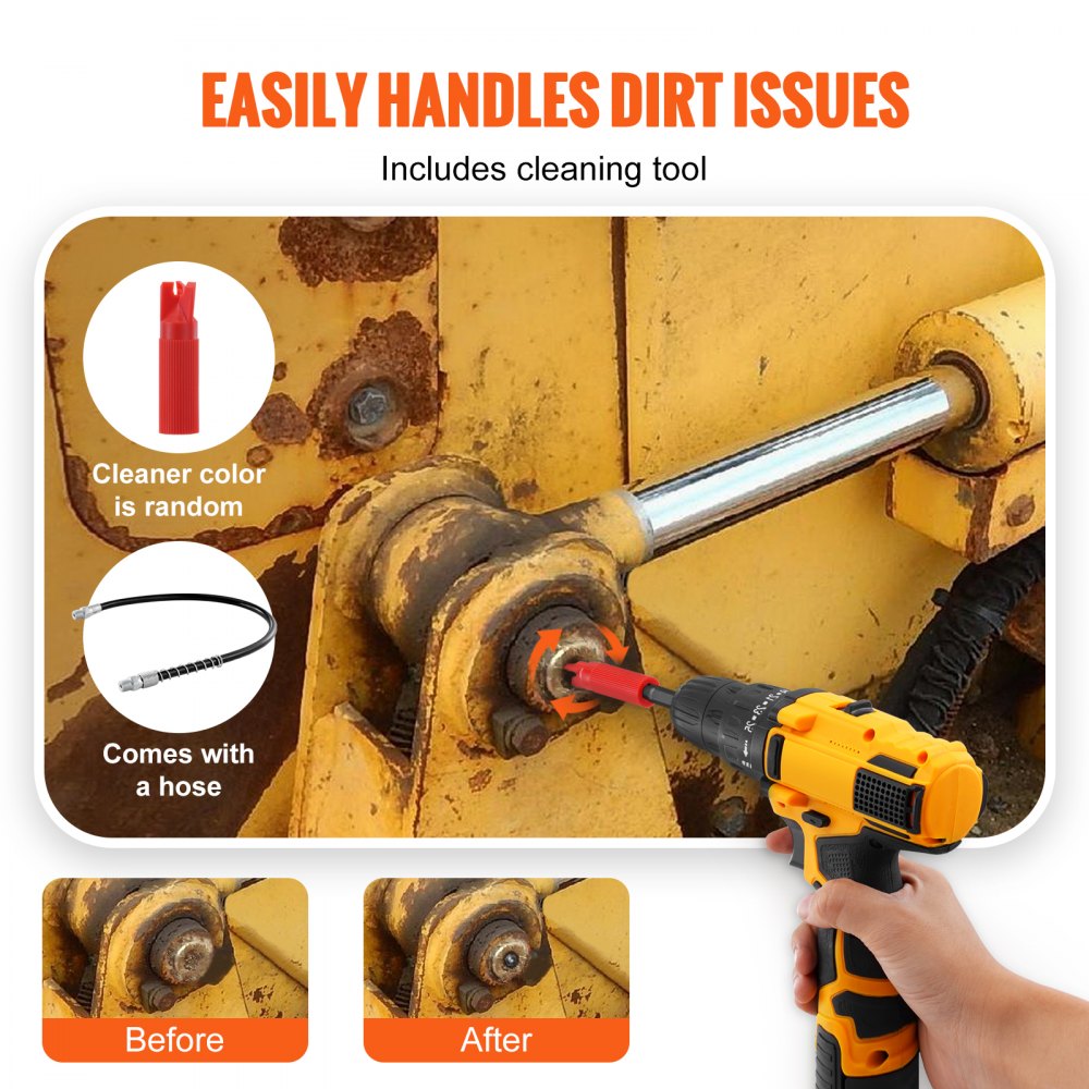 Grease Gun Coupler, 10000 PSI High Pressure, 3-Jaw Locking, Quick Release Grease Gun Tip with Hose/Zerk Fittings Cleaner/Extension Needles, Compatible with All Grease Guns 1/8" NPT Fittings
