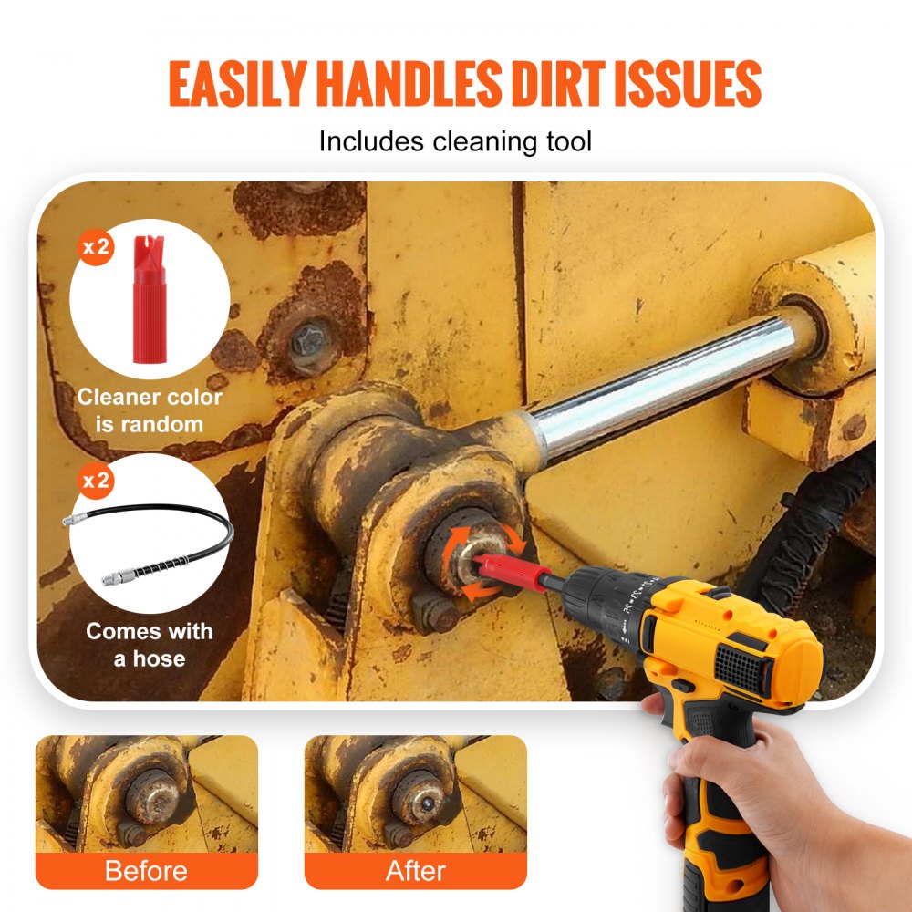 Grease Gun Coupler 2 PCS, 10000 PSI High Pressure, 3-Jaw Locking, Quick Release Grease Gun Tip with Hose/Zerk Fittings Cleaner/Leak-Proof Cap, Compatible with All Grease Guns 1/8" NPT Fittings